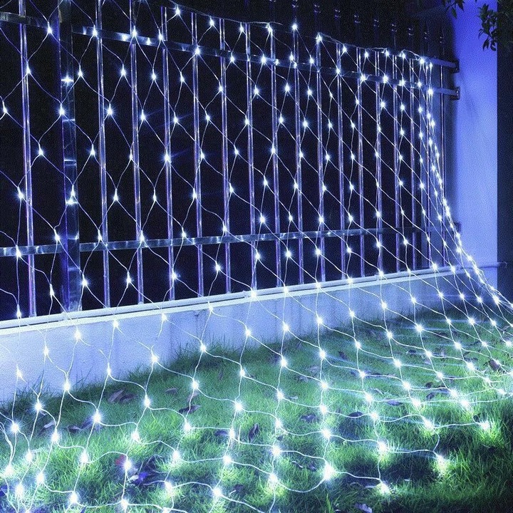 Fényháló típusú karácsonyi installáció, 8db fényjáték, 3 mx 1 m, 160 LED, Cool White, Átlátszó Kábel, összeköthető, 1,5 m-es hosszabbító, Kültéri / Beltéri