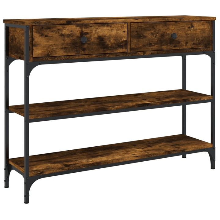 Masuta consola vidaXL, stejar fumuriu, 100x25x75 cm, lemn prelucrat, 19.35 Kg