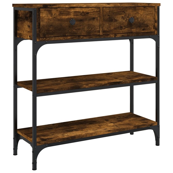 Masuta consola vidaXL, stejar fumuriu, 72,5x25x75 cm, lemn prelucrat, 14.29 Kg