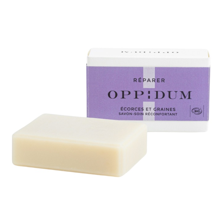 Сапун за грижа за лице и тяло, нормална и балансирана кожа, Oppidum Ecorces & Graines, 100 g