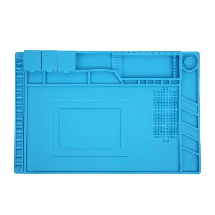 Forrasztópisztolyszőnyeg, zggzerg, Mágneses, Forrázásgátló, Hőálló 350°C, Elektronikához, forrasztáshoz, telefon, laptop, iPad, órajavítás, ékszer, 45x30 cm, Kék