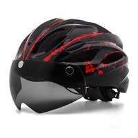 Casca protectie bicicleta, zggzerg, Cu lumina spate, Trei moduri luminoase, viziera detasabila, Cu 18 canale de ventilatie, aerodinamica, Disipare eficienta a caldurii si ventilatie, Dimensiune reglabila, Circumferinta 58-62, Negru cu rosu