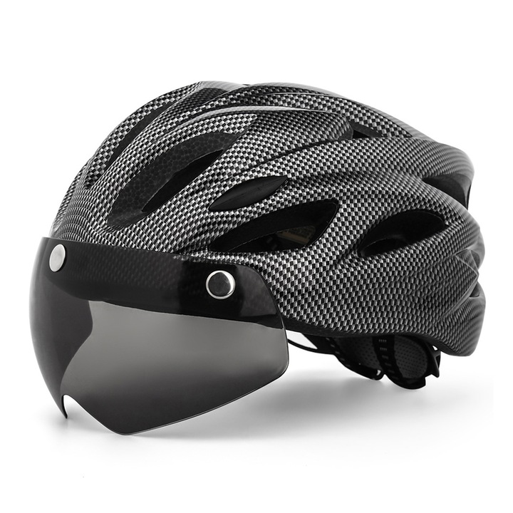 Велосипедна защитна каска, zggzerg, Със задна светлина, Три режима на светене, подвижна козирка, С 18 вентилационни канала, аеродинамична, Ефективно разсейване на топлината и вентилация, Регулируем размер, Обиколка 58-62, Черна