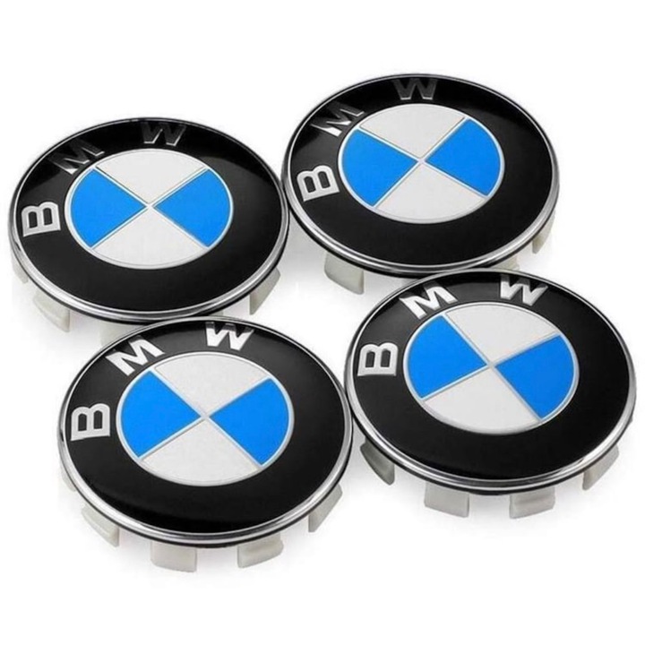 Set 4 Capacele pentru janta BMW 68mm Alb-Albastru