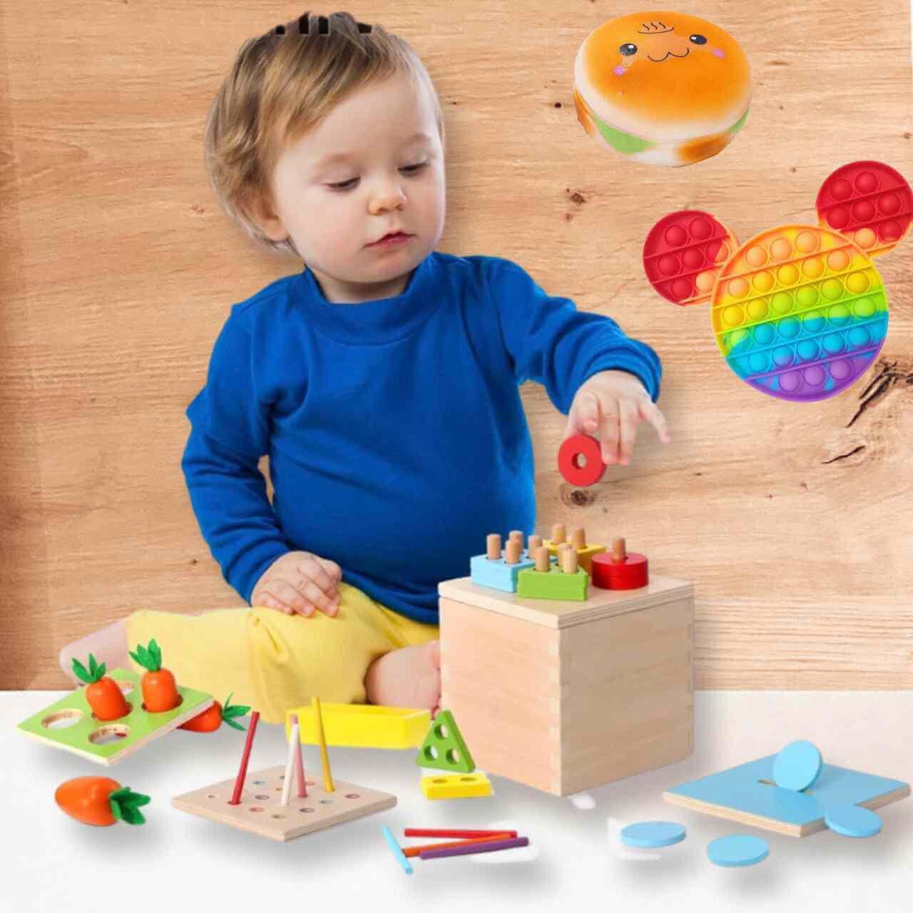 Комплект Монтесори Играчки, Морковчо, дървени, 6 броя - eMAG.bg