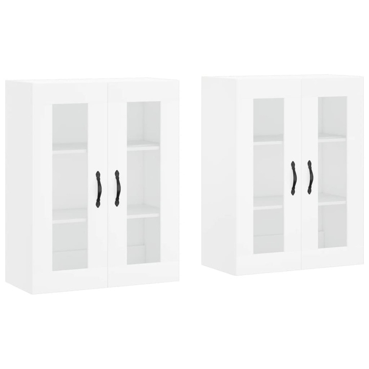 VidaXL 2 db fehér szerelt fa falra szerelhető szekrény 3197969