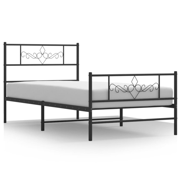 vidaXL fekete fém ágykeret fej- és lábtámlával 75 x 190 cm 12.05 kg 355275