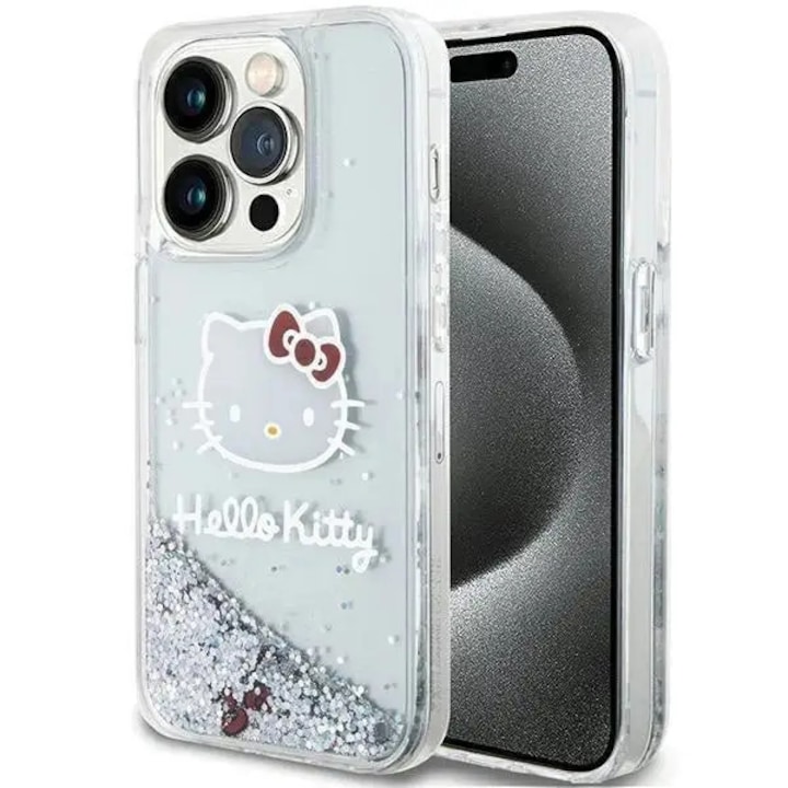 Husa Hello Kitty pentru iPhone 13 Pro / 13, TPU, Argintiu