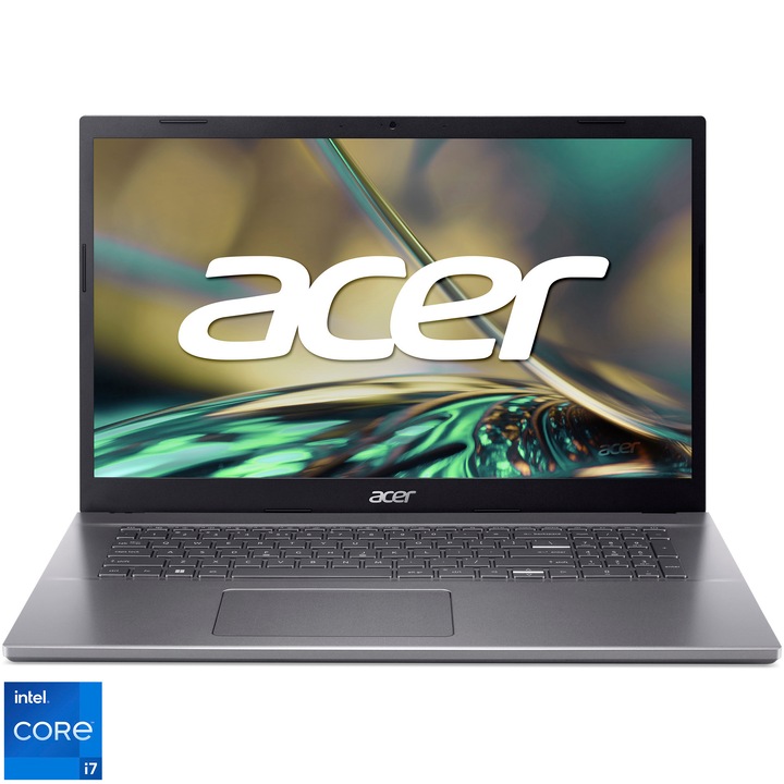 Лаптоп Acer Aspire 5 A517-53-72B0, Intel® Core™ i7-12650H, 17.3", Full HD, IPS, 16GB, 512GB SSD, Intel® UHD Graphics, NO OS, Steel Gray