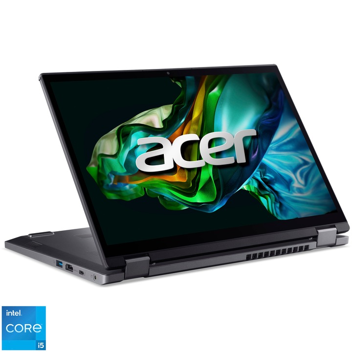 Laptop Acer Aspire 5 Spin A5SP14-51MTN cu procesor Intel® Core™ i5-1335U pana la 4.6 GHz, 14", WUXGA, IPS, 16GB DDR5, 512GB SSD, Intel® Iris® Xe Graphics, No OS, Steel Gray