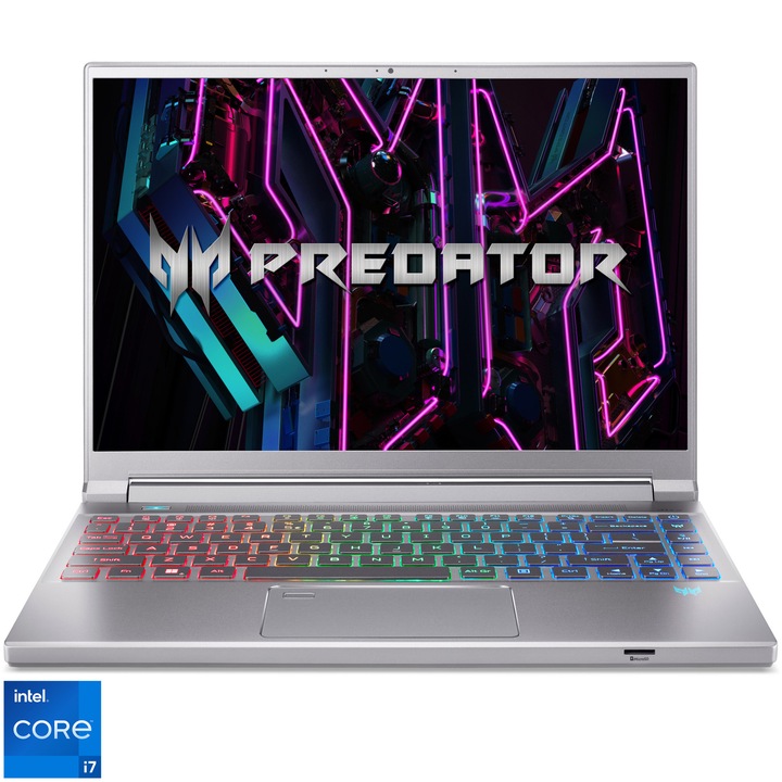 Лаптоп Gaming Acer Predator Triton 14 PT14-51, Intel® Core™ i7-13700H, 14", WQXGA, Mini LED, 250Hz, 32GB, 1TB SSD, NVIDIA® GeForce® RTX™ 4070 8GB, No OS, Sparkly Silver