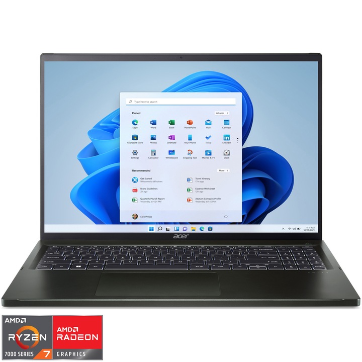 Laptop Acer Swift Edge SFE16-43 cu procesor AMD Ryzen™ 5 7640U pana la 4.9 GHz, 16", 3.2K, OLED, 16GB, 512GB SSD, AMD Radeon™ 760M, Windows 11 Home, Black