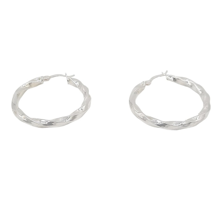 Cercei rotunzi rasuciti Argint 925 Felicia de 3 cm