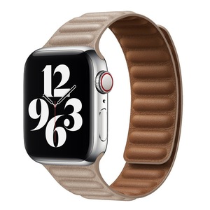 Curea magnetica din piele naturala, Pentru Apple Watch Ultra/SE/8/7/6/5/4/3/2/1, Display 42/44/45/49 mm, Kaki