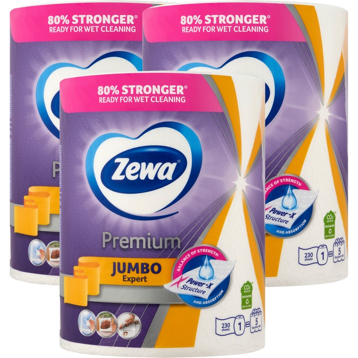 Zewa Premium Jumbo háztartási papírtörlő 3 rétegű 3x1 tekercs