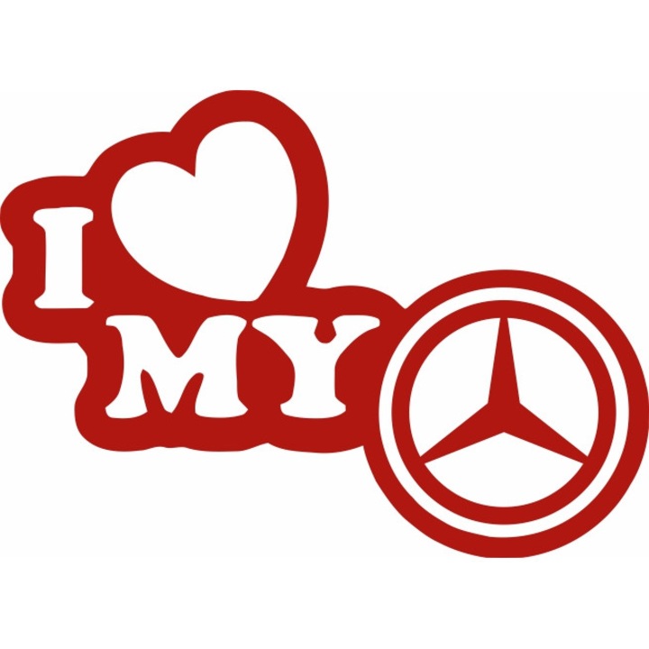 Стикер за кола, Image, I love my MERCEDES, червен, 23 х 17 см