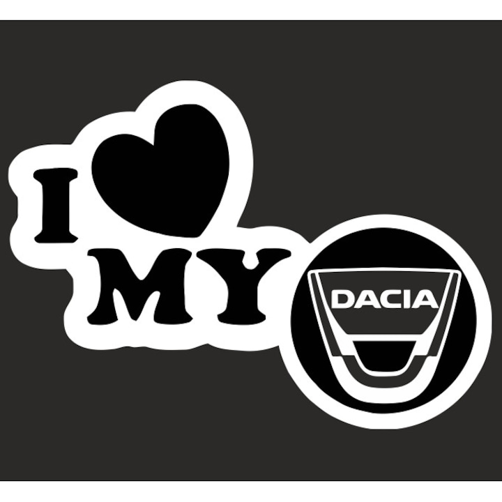 Стикер за кола IMAGE I love my DACIA, Бял, 23 х 17 см
