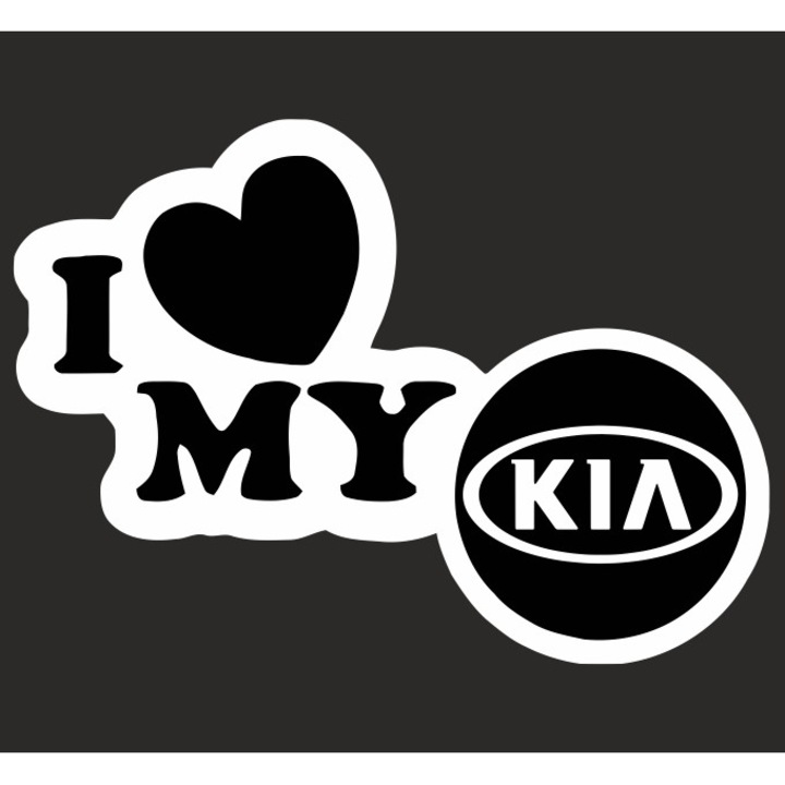 Стикер за кола, ИЗОБРАЖЕНИЕ, I love my KIA, бял, 23 х 17 см