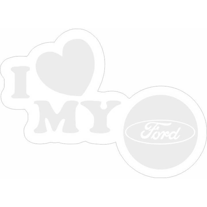 Стикер за кола, Image, I love my FORD, бял, 23 x 17 см