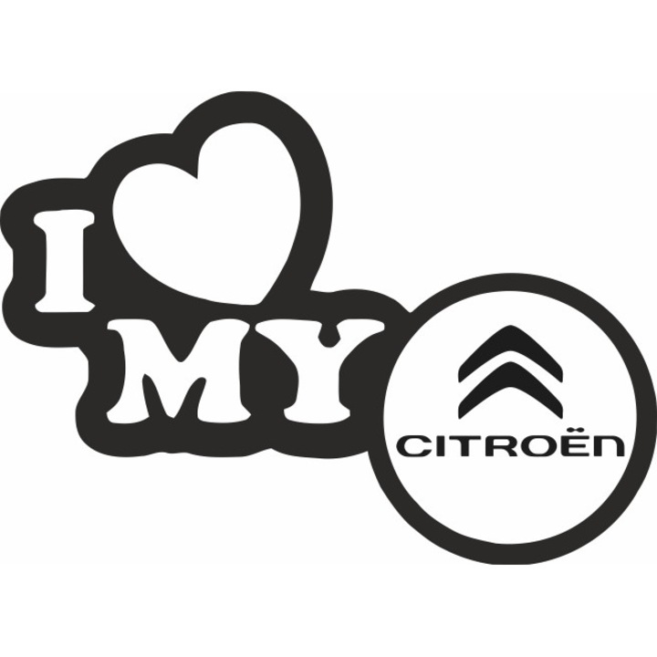 Стикер за кола Image, I love my CITROEN, черен, 23 х 17 см