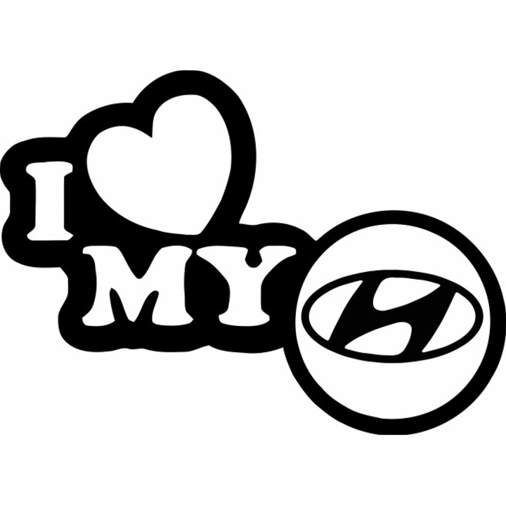 Sticker auto, IMAGE, I love my HYUNDAI, negru, 23 x 17 cm