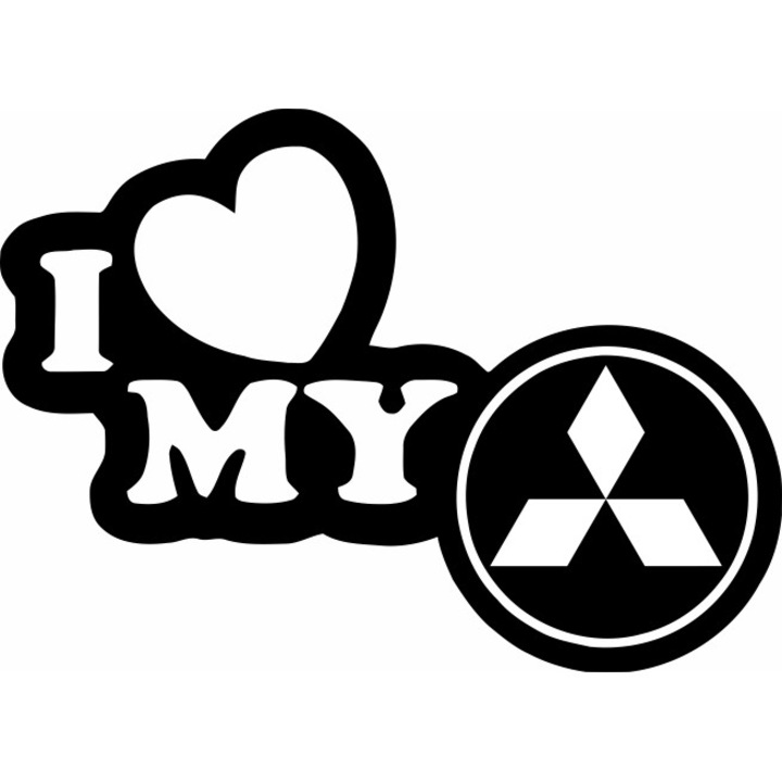 Стикер за кола, Image, I love my MITSUBISHI, черен, 23 х 17 см