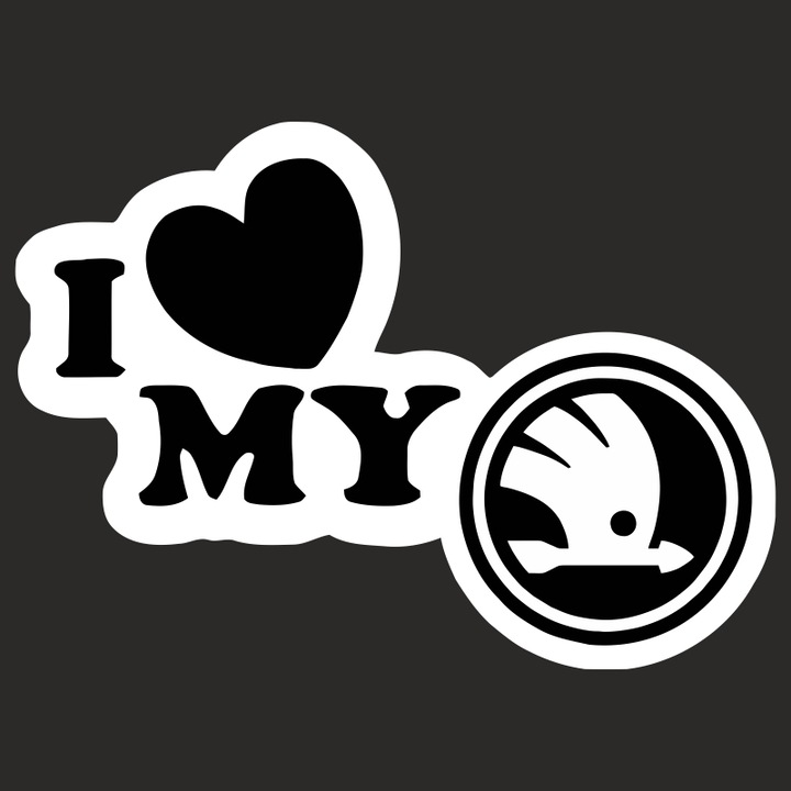 Стикер за кола, IMAGE, I love my SKODA, бял, 23 х 17 см