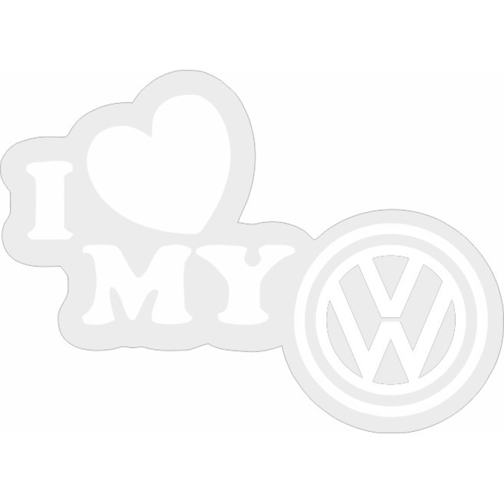 Стикер за кола, ИЗОБРАЖЕНИЕ, I love my VOLKSWAGEN, бял, 23 x 17 cm