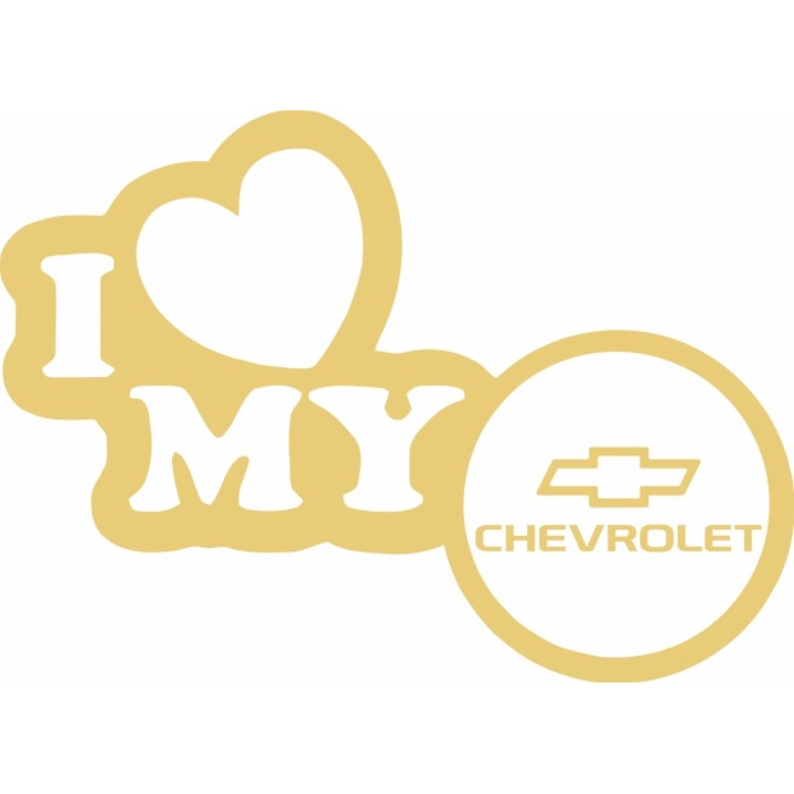 Стикер за кола Image, I love my CHEVROLET, златист, 23 x 17 см