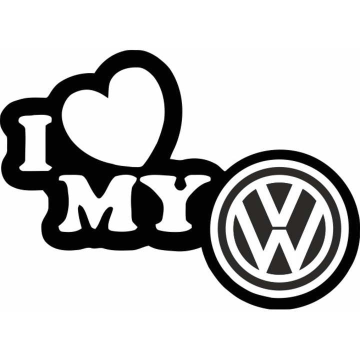 Стикер за кола, ИЗОБРАЖЕНИЕ, I love my VOLKSWAGEN, черен, 23 x 17 cm
