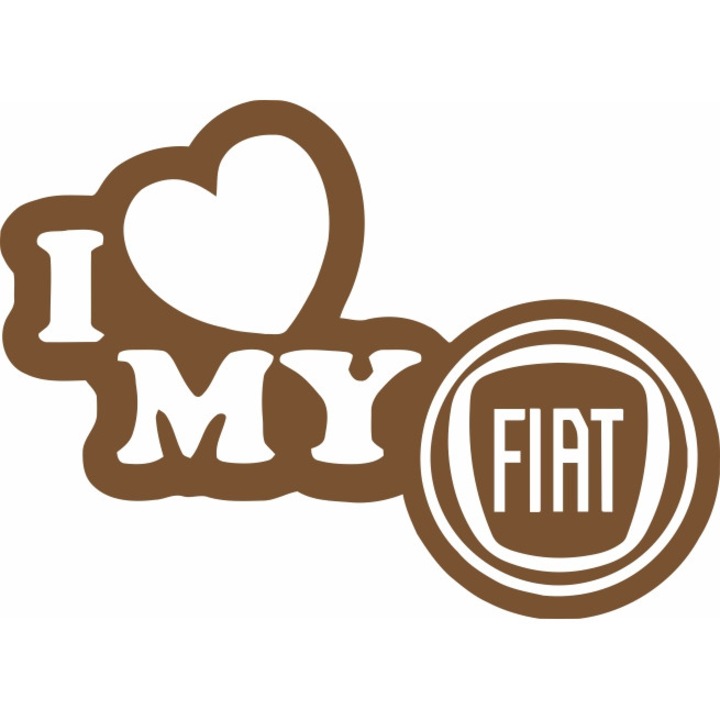 Стикер за кола, ИЗОБРАЖЕНИЕ, I love my FIAT, меден, 23 x 17 см