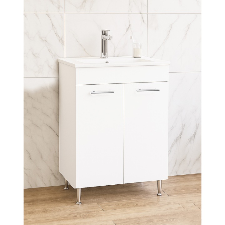 Set mobilier baza si lavoar Badenmob seria 067, 50x47x80cm, Alb