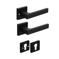 Set 2 Manere pentru 1 Usa, Aluminiu, Universal, Reversibil, Rozeta, Functionare Silentioasa, Negru Mat