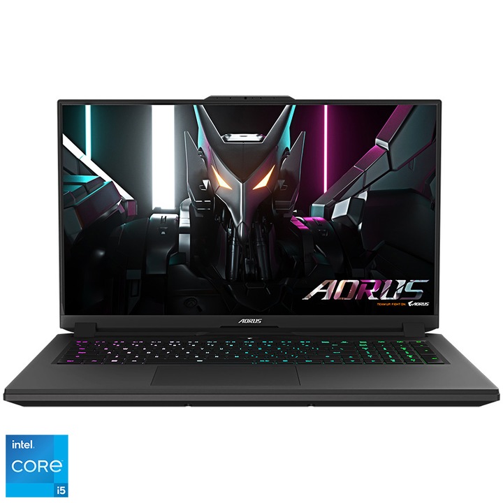 Laptop Gaming Gigabyte Aorus 7 9MF cu procesor Intel® Core™ i5-12500H pana la 4.50GHz, 17.3", Full HD, 360Hz, 16GB DDR4, 512GB SSD, NVIDIA GeForce RTX™ 4050 6GB GDDR6, No OS, Black