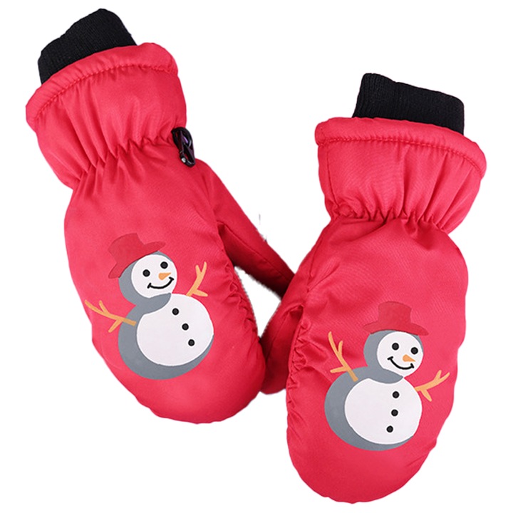 Manusi de schi pentru copii, impermeabile si rezistente la vant, rosu