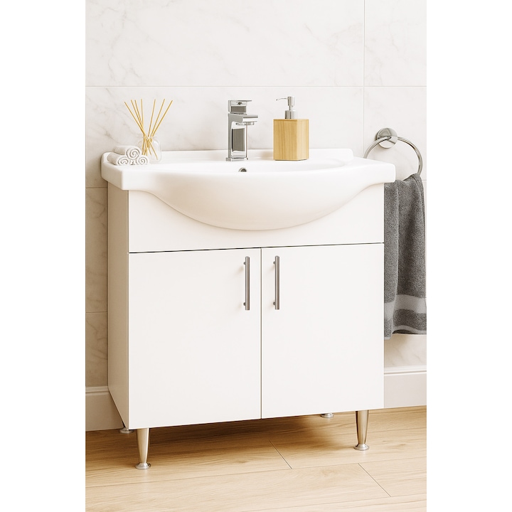 Baza mobilier baie si lavoar (chiuveta) Badenmob 001 ECO, 71x45x83cm, ALB