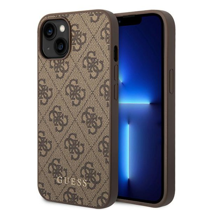 Husa telefon, Guess, Compatibil cu iPhone 15 Plus, Piele ecologica/TPU, Maro
