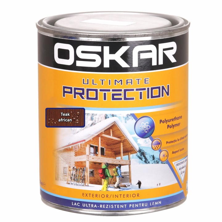 Lac protector lemn Oskar Ultimate Protection, ultra rezistent, alchidic, satinat, teak, 2.5 L
