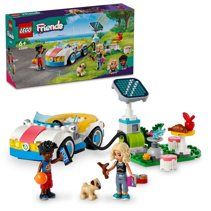 LEGO® Friends - Електрическа кола и зарядно устройство 42609, 170 части