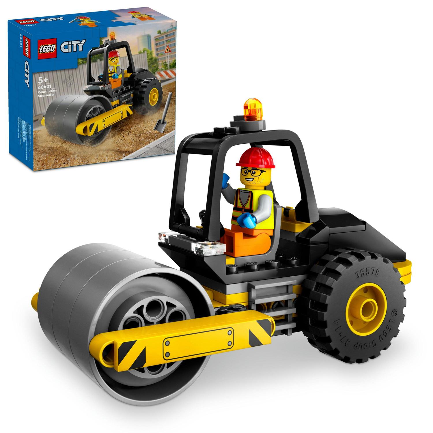 LEGO® City - Cilindru compactor de santier 60401, 78 piese - eMAG.ro