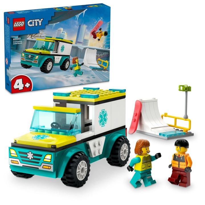 LEGO® City - Спешна помощ и практикуващ сноубордист 60403, 79 части