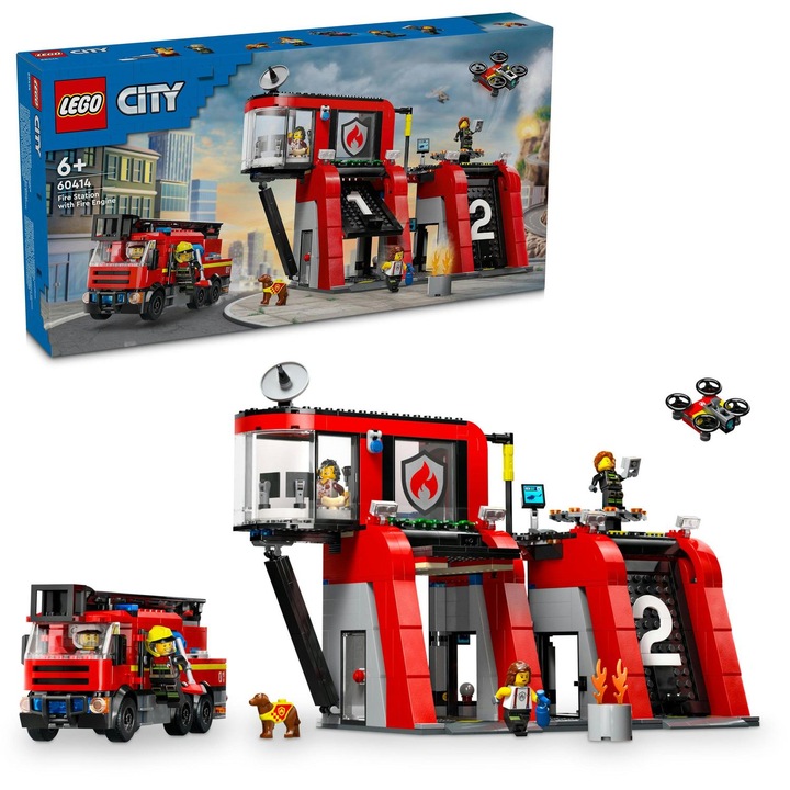 LEGO® City - Станция и пожарна кола 60414, 843 части