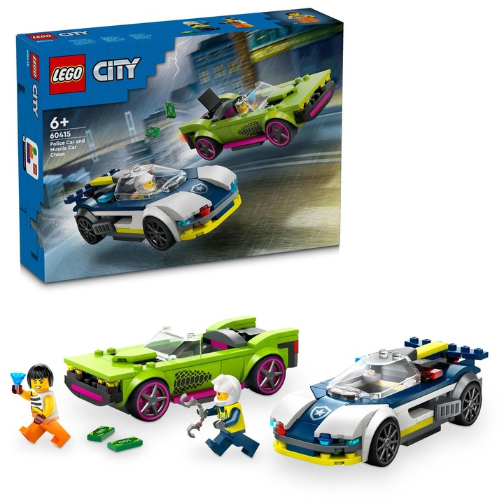 LEGO® City -Преследване с полицейска кола и мощен автомобил 60415, 213 части