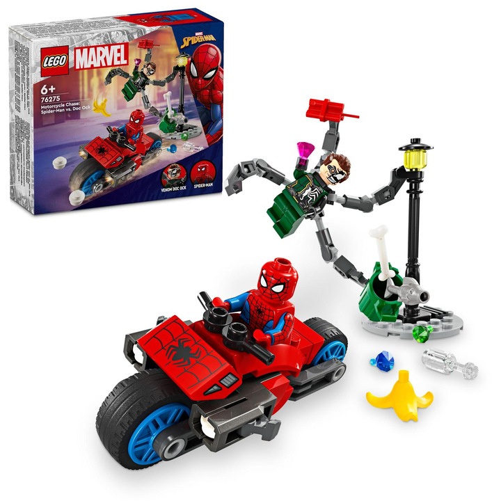 LEGO® Super Heroes - Преследване с мотоциклет: Спайдърмен срещу Док Ок 76275, 77 части