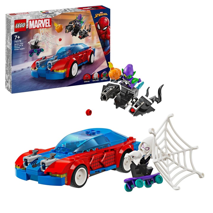 LEGO® Marvel - Masina de curse a Omului Paianjen vs Venom Green Goblin 76279, 227 piese