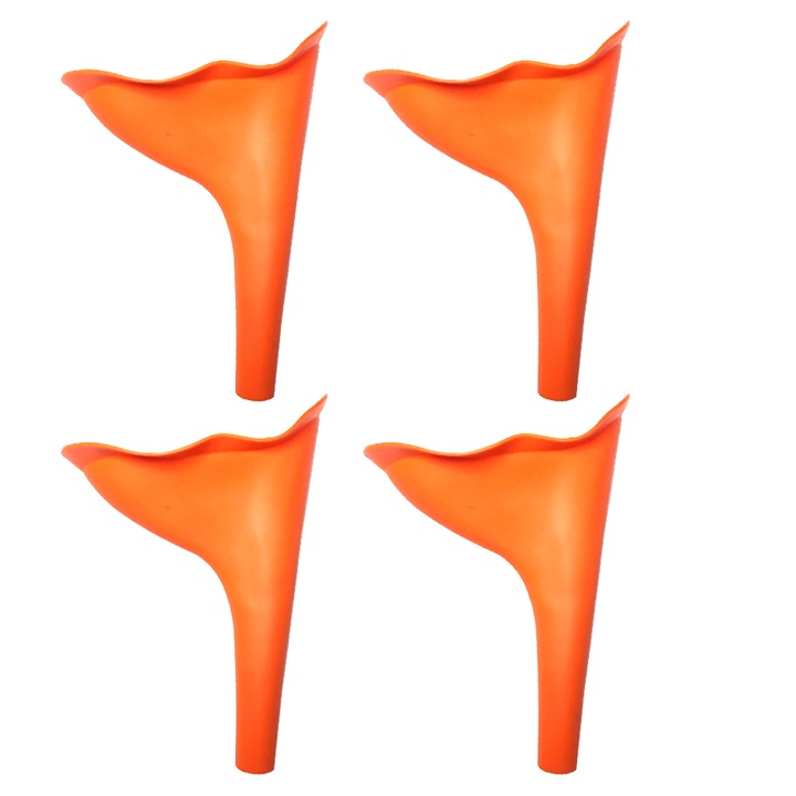 Комплект от 4 уреда за жени, преносим писоар, оранжев, сгъваем