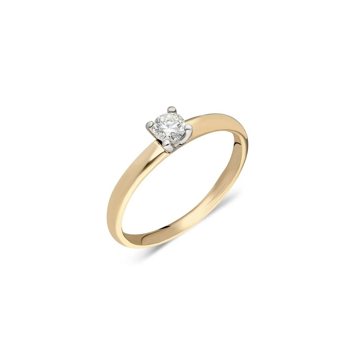 Inel de logodna din aur galben 14 K, 2.16 g, diamant 0.18 carate, 1 piatra, marimea 58, Reina Bijou