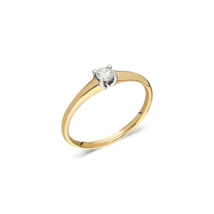 Inel de logodna din aur galben 14 K, 1.68 g, diamant 0.16 carate, 1 piatra, marimea 53, Reina Bijou
