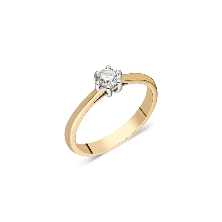 Inel de logodna din aur galben 14 K, 2.37 g, diamant 0.37 carate, 1 piatra, marimea 51, Reina Bijou