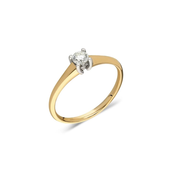Inel de logodna din aur galben 14 K, 2.2 g, diamant 0.25 carate, 1 piatra, marimea 58, Reina Bijou